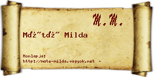 Máté Milda névjegykártya